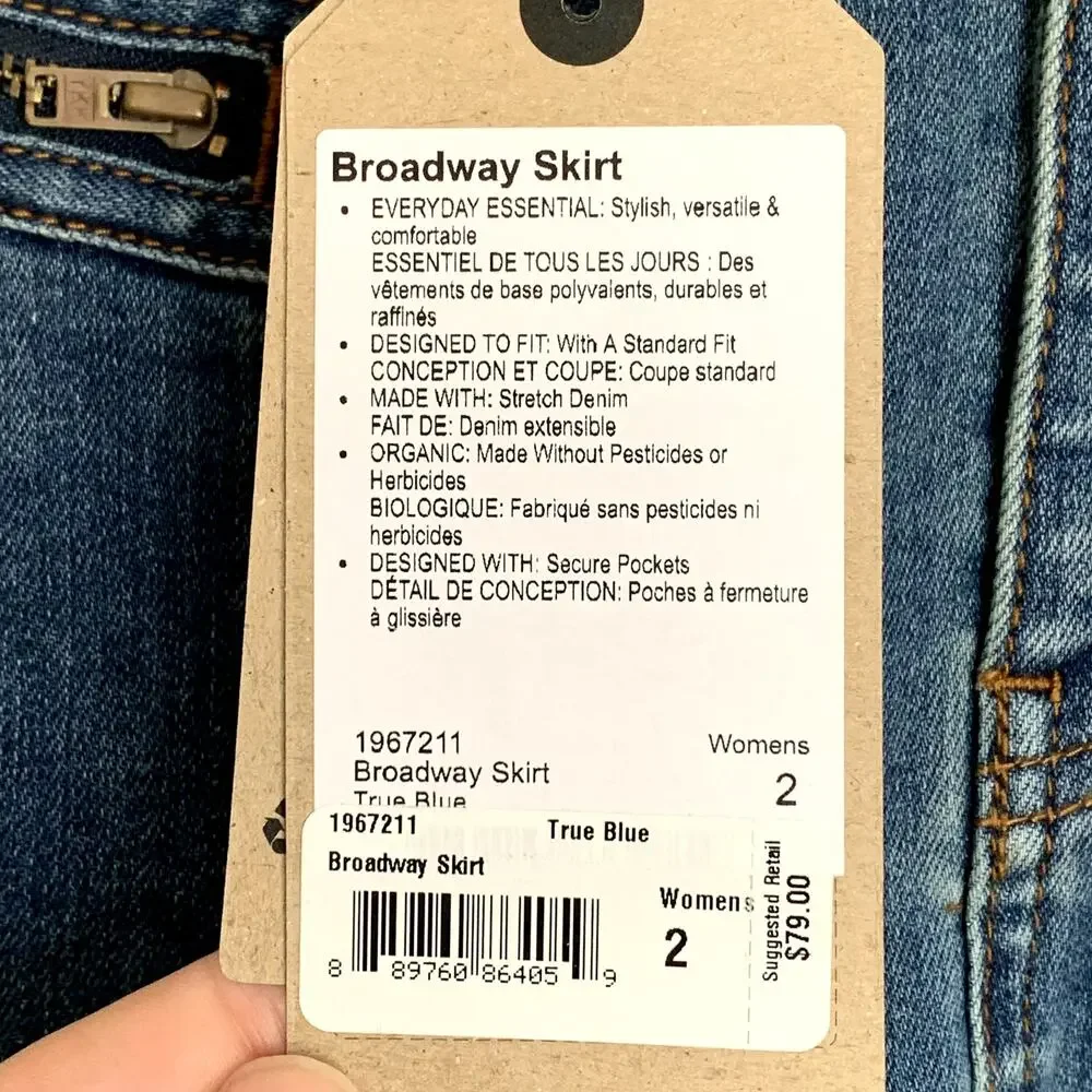 NWT Prana Broadway Denim Skirt in True Blue‎